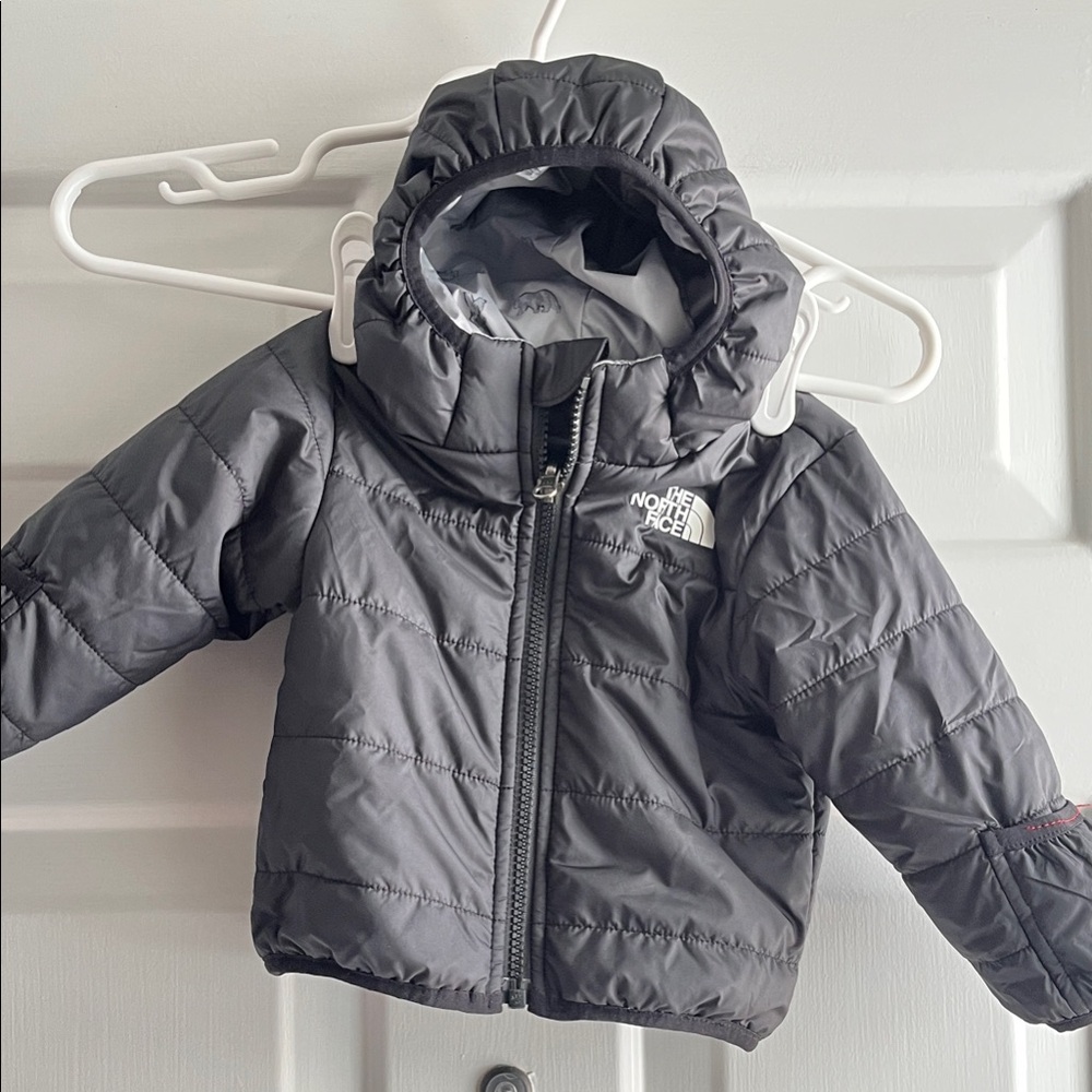 The North Face Hooded Reversible Perrito Jacket Baby Puffer - Black/Gray Bears